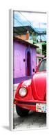 ¡Viva Mexico! Panoramic Collection - Red VW Beetle Car and Colorful Houses-Philippe Hugonnard-Framed Photographic Print