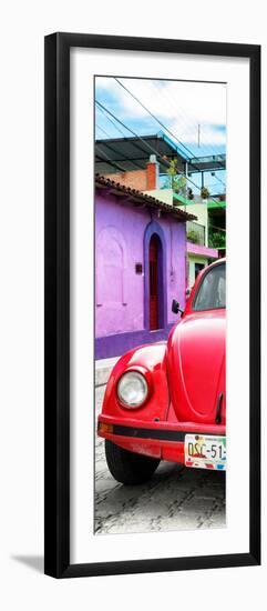 ¡Viva Mexico! Panoramic Collection - Red VW Beetle Car and Colorful Houses-Philippe Hugonnard-Framed Photographic Print