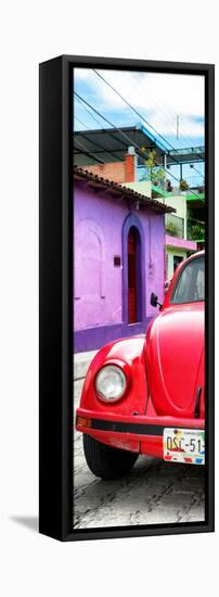 ¡Viva Mexico! Panoramic Collection - Red VW Beetle Car and Colorful Houses-Philippe Hugonnard-Framed Stretched Canvas