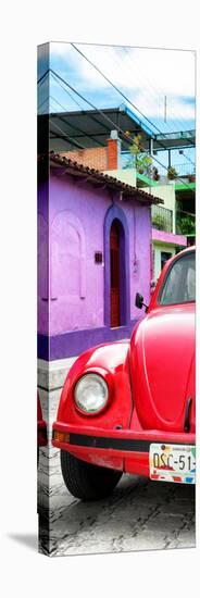 ¡Viva Mexico! Panoramic Collection - Red VW Beetle Car and Colorful Houses-Philippe Hugonnard-Stretched Canvas