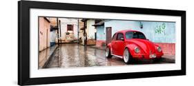 ¡Viva Mexico! Panoramic Collection - Red VW Beetle Car in San Cristobal de Las Casas II-Philippe Hugonnard-Framed Photographic Print