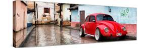 ¡Viva Mexico! Panoramic Collection - Red VW Beetle Car in San Cristobal de Las Casas II-Philippe Hugonnard-Stretched Canvas