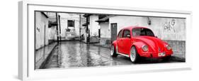 ¡Viva Mexico! Panoramic Collection - Red VW Beetle Car in San Cristobal de Las Casas-Philippe Hugonnard-Framed Premium Photographic Print