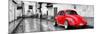 ¡Viva Mexico! Panoramic Collection - Red VW Beetle Car in San Cristobal de Las Casas-Philippe Hugonnard-Mounted Premium Photographic Print