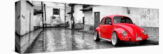 ¡Viva Mexico! Panoramic Collection - Red VW Beetle Car in San Cristobal de Las Casas-Philippe Hugonnard-Stretched Canvas