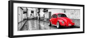 ¡Viva Mexico! Panoramic Collection - Red VW Beetle Car in San Cristobal de Las Casas-Philippe Hugonnard-Framed Photographic Print