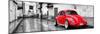¡Viva Mexico! Panoramic Collection - Red VW Beetle Car in San Cristobal de Las Casas-Philippe Hugonnard-Mounted Photographic Print