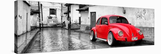 ¡Viva Mexico! Panoramic Collection - Red VW Beetle Car in San Cristobal de Las Casas-Philippe Hugonnard-Stretched Canvas