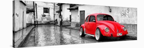 ¡Viva Mexico! Panoramic Collection - Red VW Beetle Car in San Cristobal de Las Casas-Philippe Hugonnard-Stretched Canvas