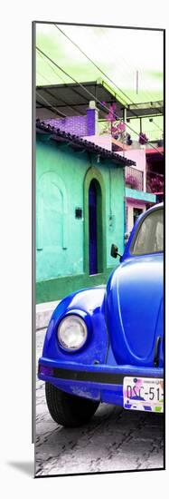 ¡Viva Mexico! Panoramic Collection - Royal Blue VW Beetle Car and Colorful Houses-Philippe Hugonnard-Mounted Photographic Print