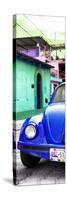 ¡Viva Mexico! Panoramic Collection - Royal Blue VW Beetle Car and Colorful Houses-Philippe Hugonnard-Stretched Canvas