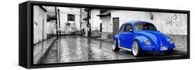 ?Viva Mexico! Panoramic Collection - Royal Blue VW Beetle Car in San Cristobal de Las Casas-Philippe Hugonnard-Framed Stretched Canvas