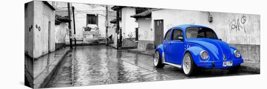 ?Viva Mexico! Panoramic Collection - Royal Blue VW Beetle Car in San Cristobal de Las Casas-Philippe Hugonnard-Stretched Canvas