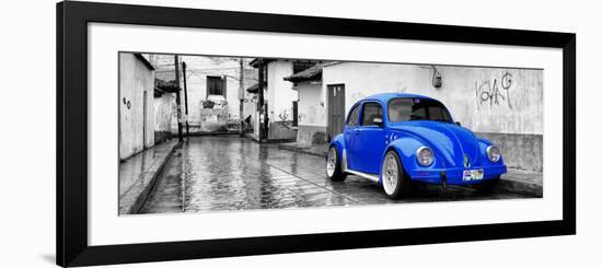 ?Viva Mexico! Panoramic Collection - Royal Blue VW Beetle Car in San Cristobal de Las Casas-Philippe Hugonnard-Framed Photographic Print