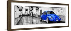 ?Viva Mexico! Panoramic Collection - Royal Blue VW Beetle Car in San Cristobal de Las Casas-Philippe Hugonnard-Framed Photographic Print