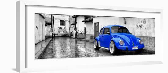 ?Viva Mexico! Panoramic Collection - Royal Blue VW Beetle Car in San Cristobal de Las Casas-Philippe Hugonnard-Framed Photographic Print