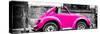 ¡Viva Mexico! Panoramic Collection - Small Deep Pink VW Beetle Car-Philippe Hugonnard-Stretched Canvas