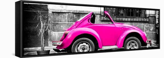 ¡Viva Mexico! Panoramic Collection - Small Deep Pink VW Beetle Car-Philippe Hugonnard-Framed Stretched Canvas