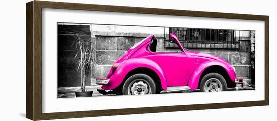 ¡Viva Mexico! Panoramic Collection - Small Deep Pink VW Beetle Car-Philippe Hugonnard-Framed Photographic Print