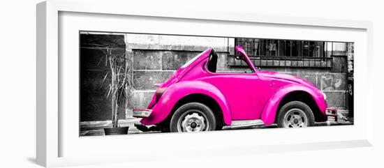 ¡Viva Mexico! Panoramic Collection - Small Deep Pink VW Beetle Car-Philippe Hugonnard-Framed Photographic Print