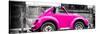 ¡Viva Mexico! Panoramic Collection - Small Deep Pink VW Beetle Car-Philippe Hugonnard-Stretched Canvas