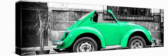 ¡Viva Mexico! Panoramic Collection - Small Green VW Beetle Car-Philippe Hugonnard-Stretched Canvas