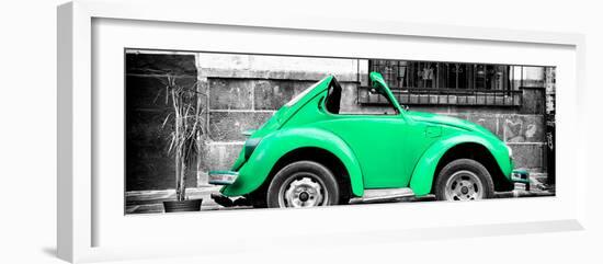 ¡Viva Mexico! Panoramic Collection - Small Green VW Beetle Car-Philippe Hugonnard-Framed Photographic Print