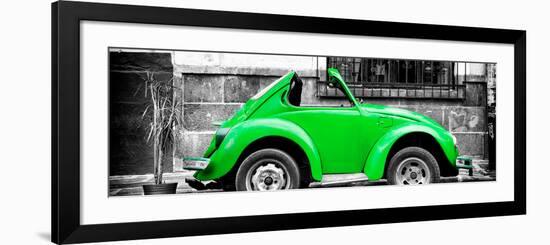 ¡Viva Mexico! Panoramic Collection - Small Kelly Green VW Beetle Car-Philippe Hugonnard-Framed Photographic Print