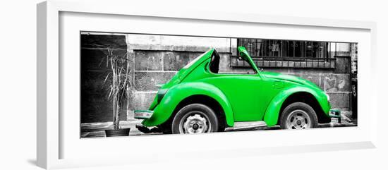 ¡Viva Mexico! Panoramic Collection - Small Kelly Green VW Beetle Car-Philippe Hugonnard-Framed Photographic Print