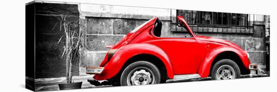 ¡Viva Mexico! Panoramic Collection - Small Red VW Beetle Car-Philippe Hugonnard-Stretched Canvas