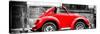 ¡Viva Mexico! Panoramic Collection - Small Red VW Beetle Car-Philippe Hugonnard-Stretched Canvas