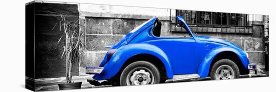 ¡Viva Mexico! Panoramic Collection - Small Royal Blue VW Beetle Car-Philippe Hugonnard-Stretched Canvas