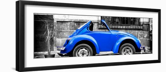 ¡Viva Mexico! Panoramic Collection - Small Royal Blue VW Beetle Car-Philippe Hugonnard-Framed Photographic Print