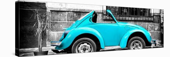 ¡Viva Mexico! Panoramic Collection - Small Turquoise VW Beetle Car-Philippe Hugonnard-Stretched Canvas