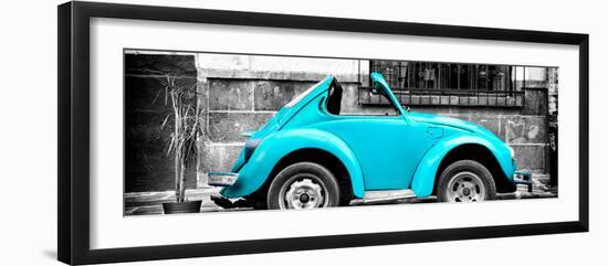 ¡Viva Mexico! Panoramic Collection - Small Turquoise VW Beetle Car-Philippe Hugonnard-Framed Photographic Print