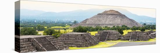 ¡Viva Mexico! Panoramic Collection - Teotihuacan Pyramids V-Philippe Hugonnard-Stretched Canvas