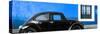 ¡Viva Mexico! Panoramic Collection - The Black VW Beetle Car with Blue Wall-Philippe Hugonnard-Stretched Canvas