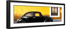 ¡Viva Mexico! Panoramic Collection - The Black VW Beetle Car with Dark Yellow Wall-Philippe Hugonnard-Framed Premium Photographic Print