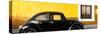 ¡Viva Mexico! Panoramic Collection - The Black VW Beetle Car with Dark Yellow Wall-Philippe Hugonnard-Stretched Canvas