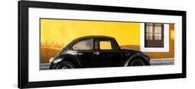 ¡Viva Mexico! Panoramic Collection - The Black VW Beetle Car with Dark Yellow Wall-Philippe Hugonnard-Framed Photographic Print