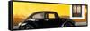 ¡Viva Mexico! Panoramic Collection - The Black VW Beetle Car with Dark Yellow Wall-Philippe Hugonnard-Framed Stretched Canvas