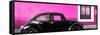 ¡Viva Mexico! Panoramic Collection - The Black VW Beetle Car with Deep Pink Wall-Philippe Hugonnard-Framed Stretched Canvas