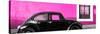 ¡Viva Mexico! Panoramic Collection - The Black VW Beetle Car with Deep Pink Wall-Philippe Hugonnard-Stretched Canvas