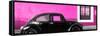 ¡Viva Mexico! Panoramic Collection - The Black VW Beetle Car with Deep Pink Wall-Philippe Hugonnard-Framed Stretched Canvas