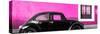 ¡Viva Mexico! Panoramic Collection - The Black VW Beetle Car with Deep Pink Wall-Philippe Hugonnard-Stretched Canvas