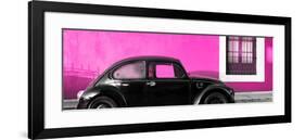 ¡Viva Mexico! Panoramic Collection - The Black VW Beetle Car with Deep Pink Wall-Philippe Hugonnard-Framed Photographic Print