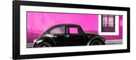¡Viva Mexico! Panoramic Collection - The Black VW Beetle Car with Deep Pink Wall-Philippe Hugonnard-Framed Photographic Print