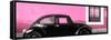 ¡Viva Mexico! Panoramic Collection - The Black VW Beetle Car with Light Pink Wall-Philippe Hugonnard-Framed Stretched Canvas