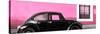 ¡Viva Mexico! Panoramic Collection - The Black VW Beetle Car with Light Pink Wall-Philippe Hugonnard-Stretched Canvas