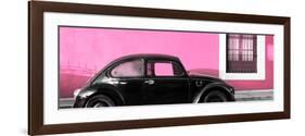 ¡Viva Mexico! Panoramic Collection - The Black VW Beetle Car with Light Pink Wall-Philippe Hugonnard-Framed Photographic Print